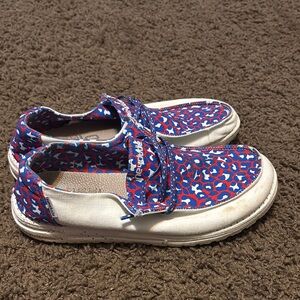 Kids Blue and Red Patterned Shoes